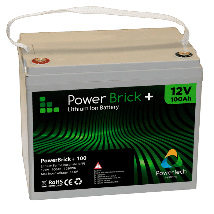 Lithium Ion battery 12V 100Ah - PowerBrick - High quality LiFePO4